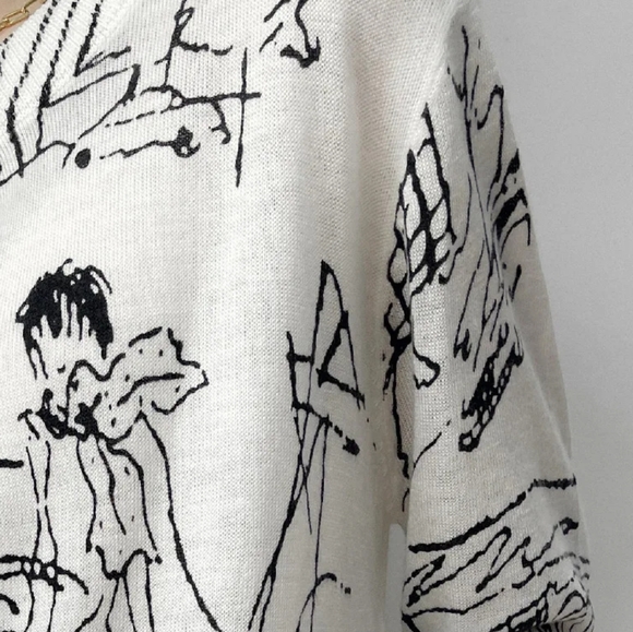 Graffiti Digital Jacquard Fine Imitation Fashion Wool Knitted Cardigan - Picture 2 of 5